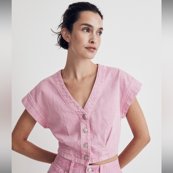 Madewell denim capsleeve top - Picture 1 of 6